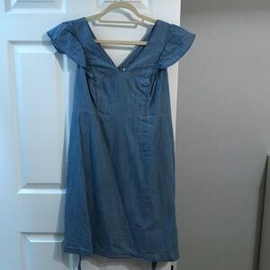 Motherhood Belted Chambray maternity dress
